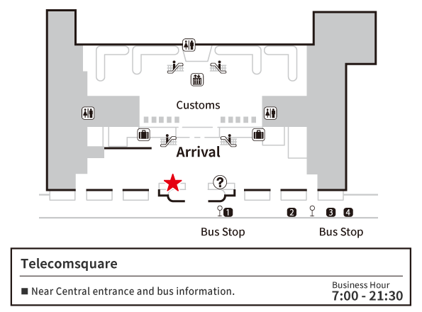 福岡机场 国际航线航站楼 1楼　到达大厅 地图