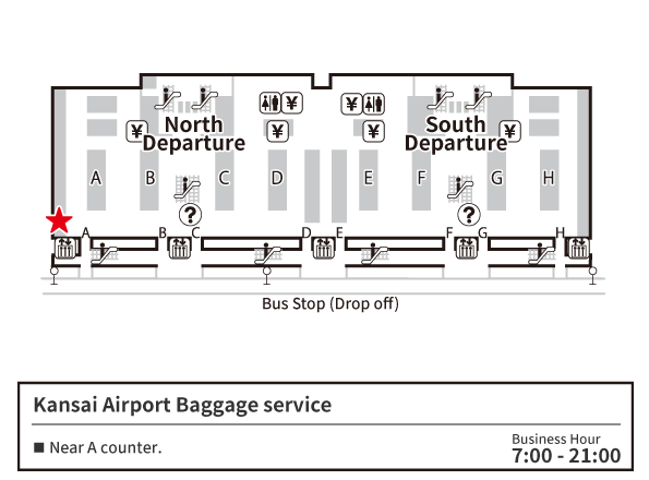 關西國際機場 第1航廈 4樓　出境大廳　關西機場行李服務 地圖