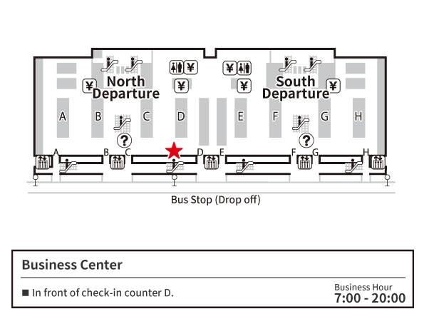 칸사이 국제 공항 제1 터미널 4층 출발 로비 비지니스 센터 지도
