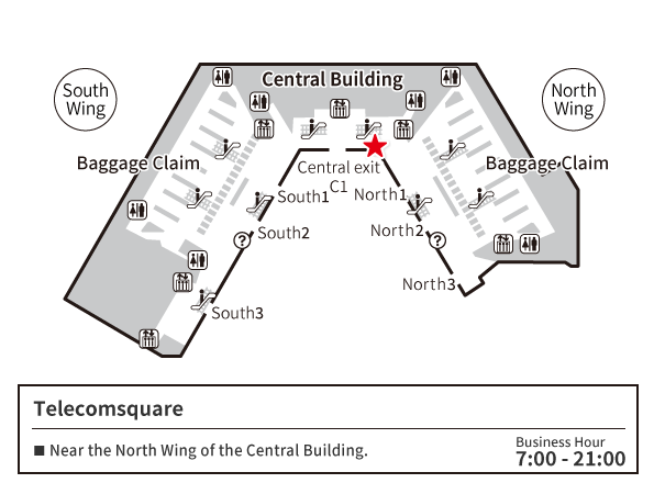 成田机场 第1航站楼 1楼　到达大厅 地图