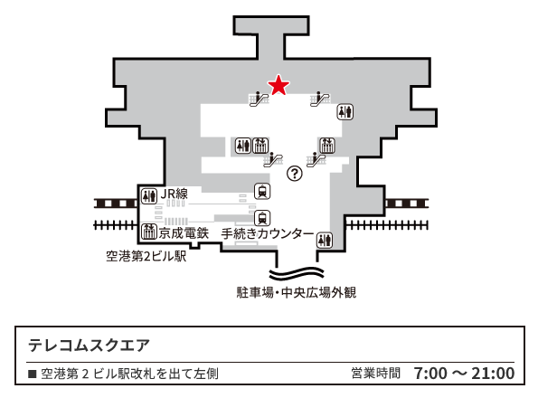 成田空港 第2ターミナル地下1階鉄道改札階 地図